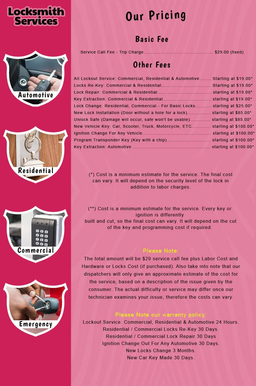 Parlin NJ Locksmith Store Parlin, NJ 732-374-9041 - price-list-c-18